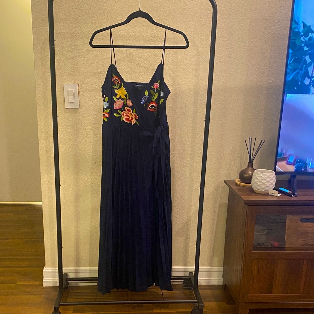 ASOA Floral Embroidered Wrap Dress